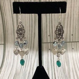 Handmade marble gray chandelier earrings